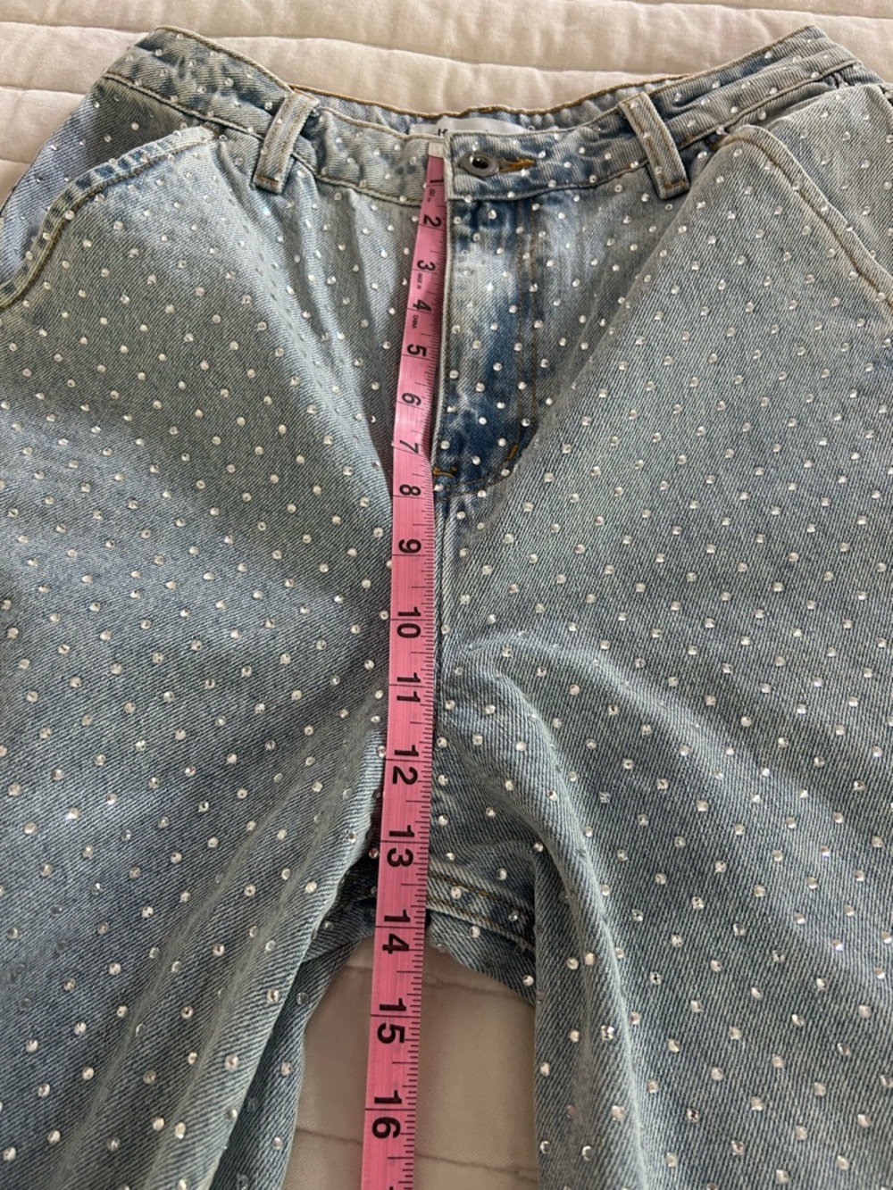 Self-Portrait Pale Blue Rhinestone Jeans - Picture 8 of 9